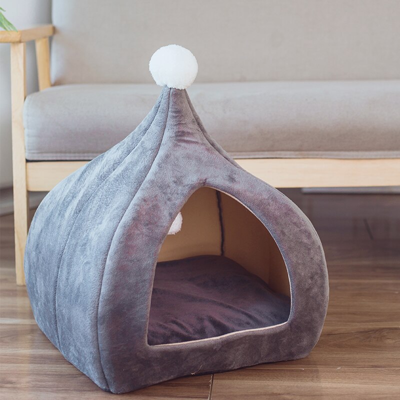 Schattig Kat Bed Cave Voor Binnenkatten - Knuffelbaar Berenhol Met Verwijderbaar Kussen (L)