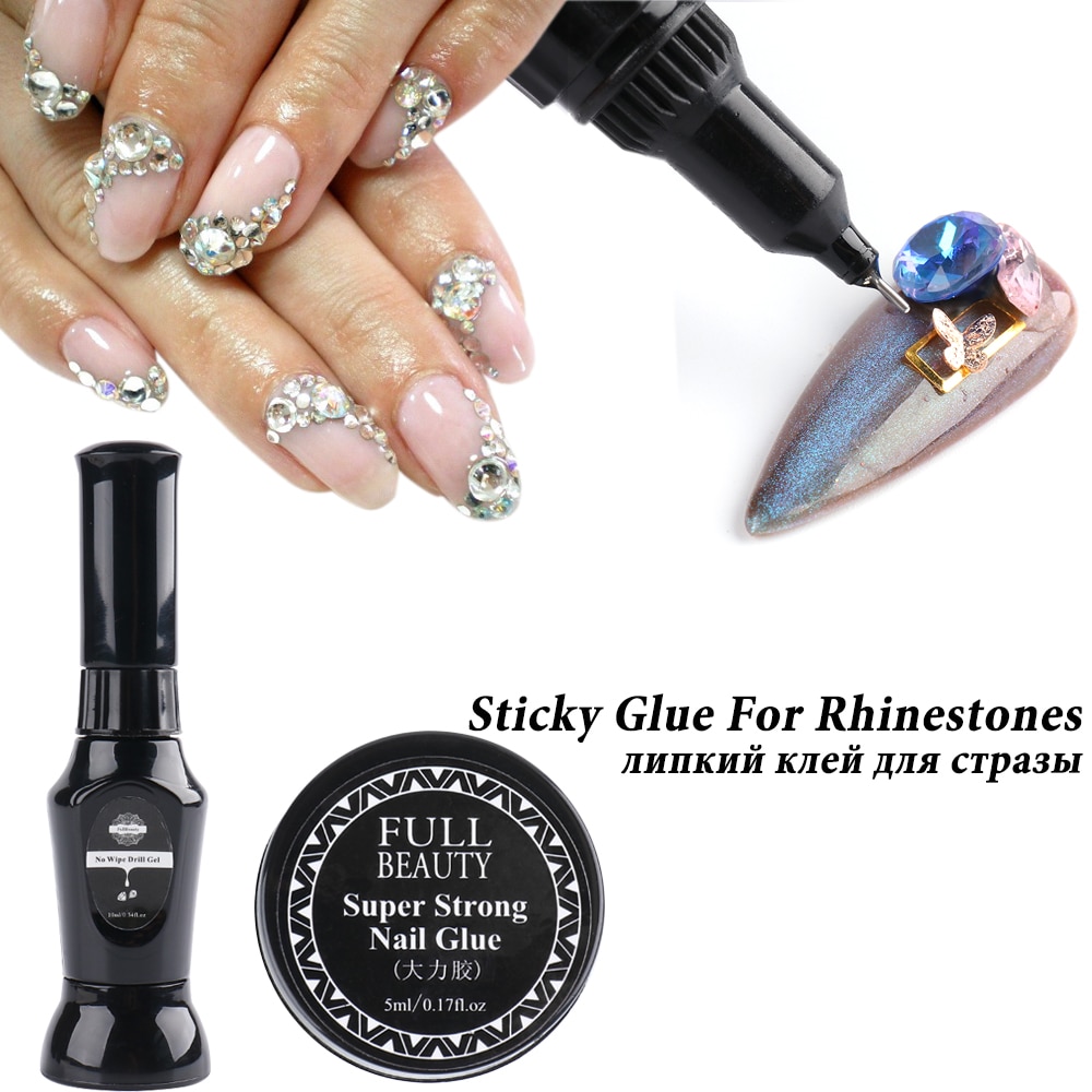 Nail Rhinestones Gel Voor Manicure Stok Diamant Gem Op Nail Lijm Lijm Nail Art Decoratie Geen Veeg Gel Manicure Gereedschap GL1826