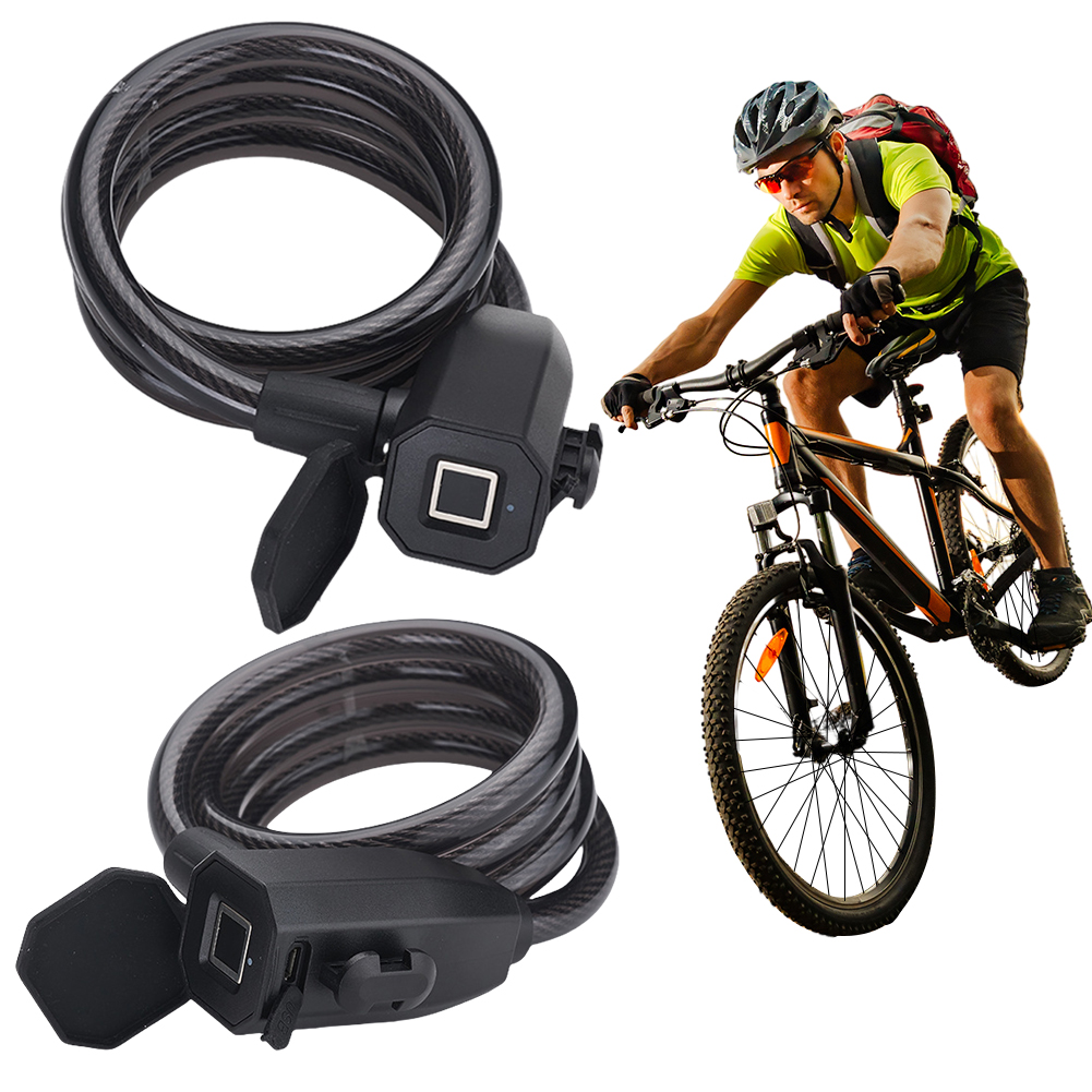 Fingerabdruck-Fahrradschloss, USB-Aufladung, schlüsselloses Motorrad-Sicherheitsschloss, Diebstahlsicherung, Fahrradschloss für Elektrofahrrad, Rolle