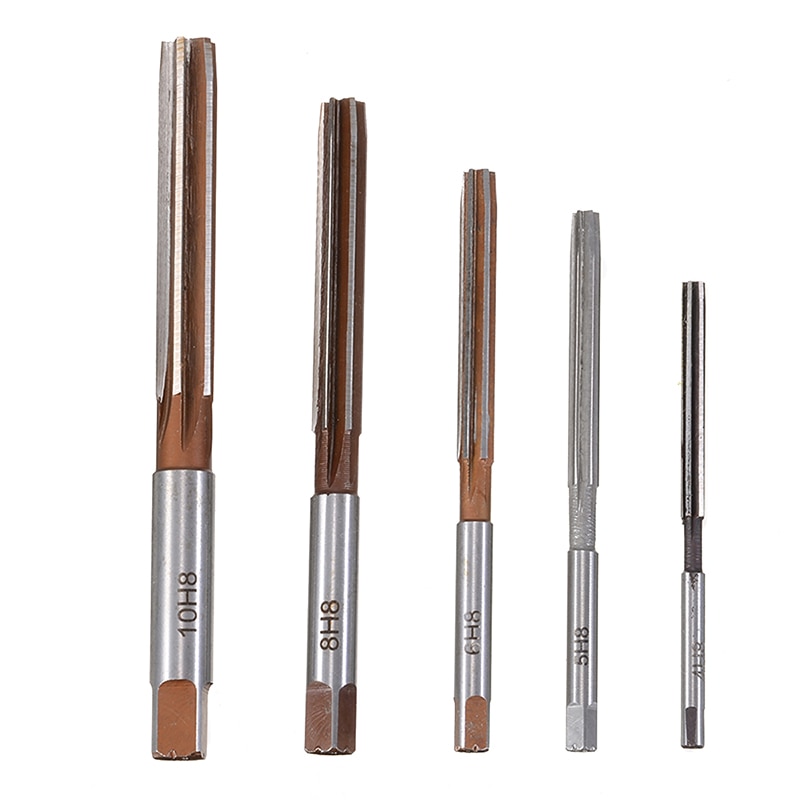 5pcs H8 Chucking Straight Shank Hand Reamers Set 6 Flutes 4mm/5mm/6mm/8mm/10mm For Metal Tools Cutting Mayitr