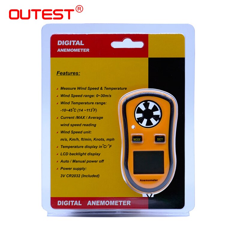 Anemómetro portátil, termómetro Anemometro GM8908, medidor de velocidad del viento, medidor de viento, 30 m/s, LCD Digital, herramienta de medición manual