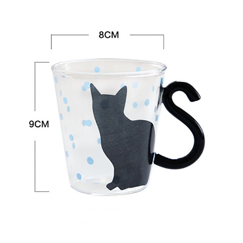 Udskrive vinglas vandglas til at drikke med håndtag dejlige katteglas kop gennemsigtig afrundet bølgepunkt ølglas: 2