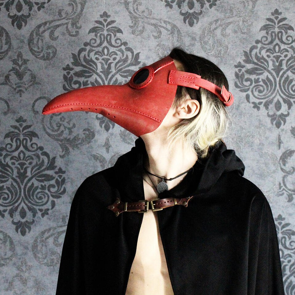 Becco di uccello Maschera Peste Medico Manuale di Cuoio Piatto Modello di Disegno