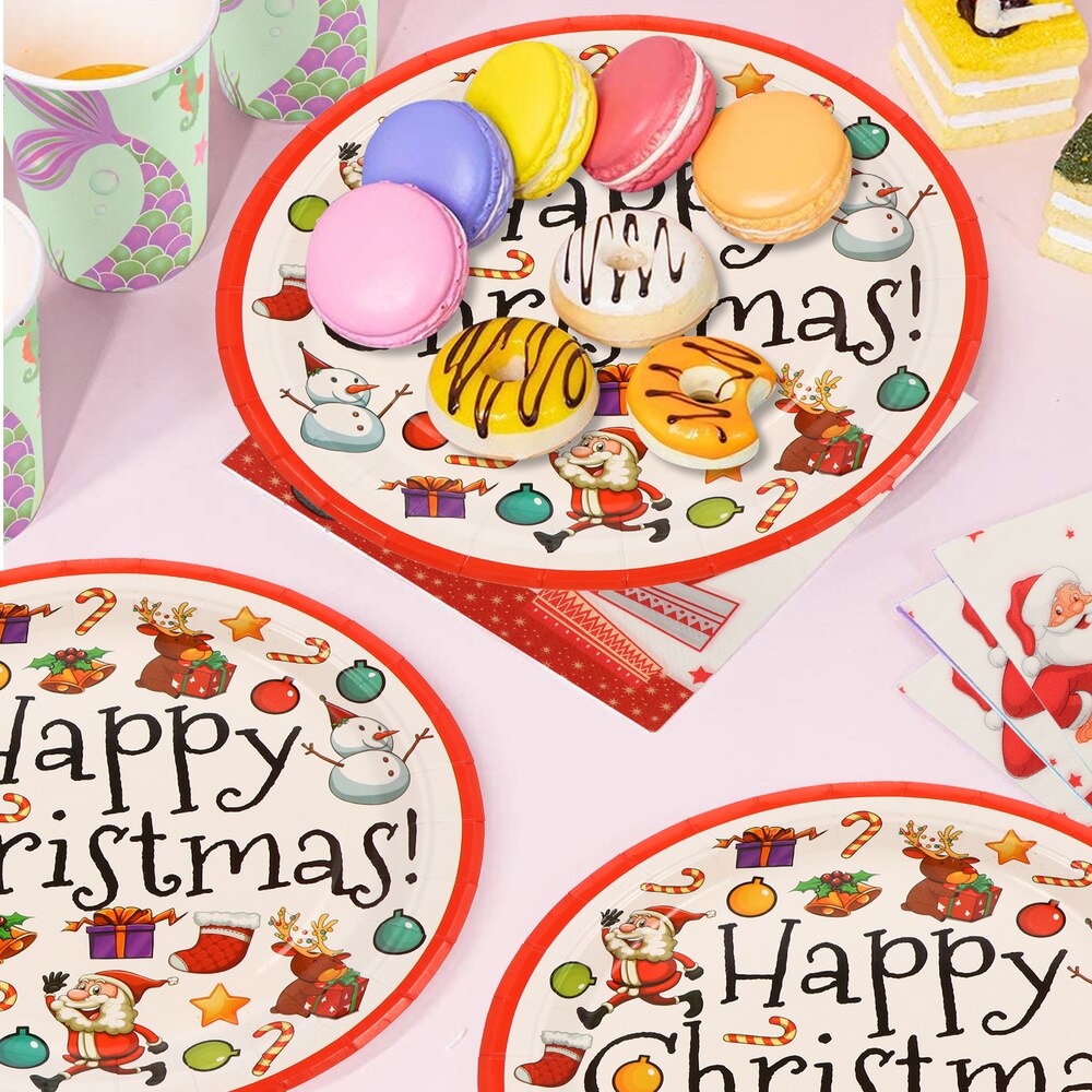 1 Set Paper Plate Christmas Plates Party Tissue Dinnerware Set Party Supplies