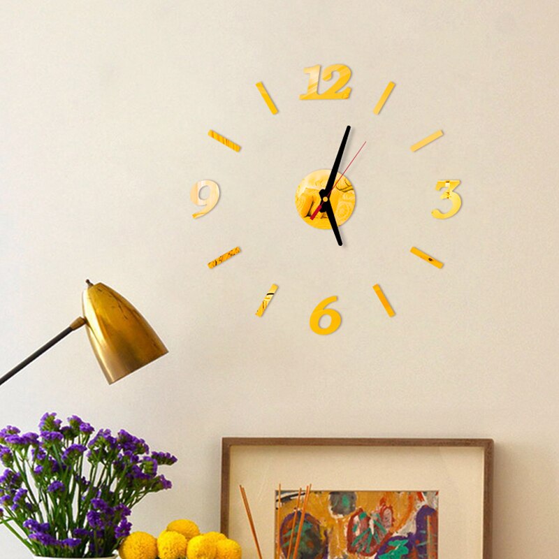 Bricolage 3D horloge murale acrylique miroir autocollant décoratif cuisine horloges murales salon salle à manger décor à la maison horloge murale