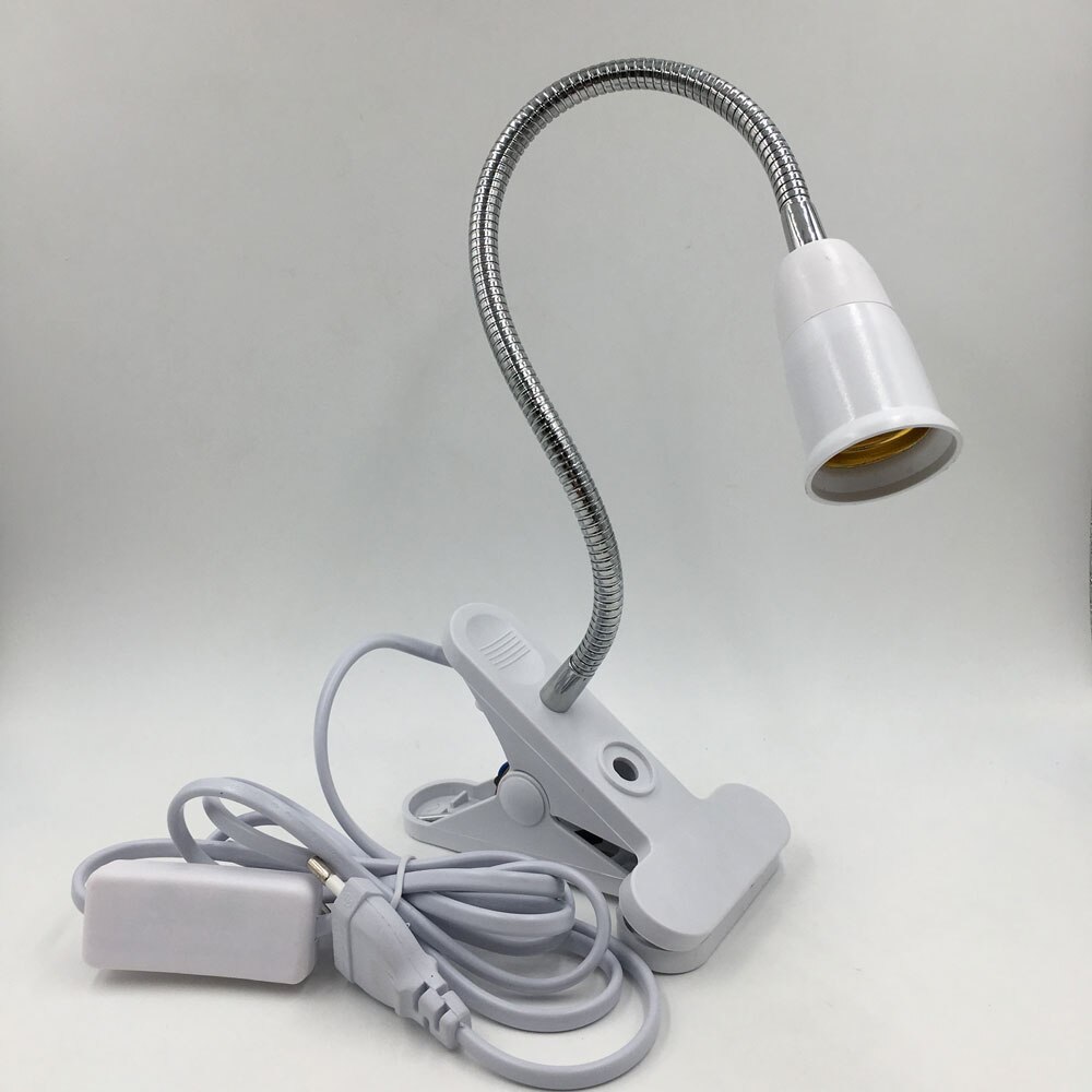 360 grader fleksibel lampeholder klips  e27 sokkel med av/på bryter eu plugg bruk som enkel skrivebordslampe til ledet vokselys  e27 lampe: Hvit holder / oss støpsel