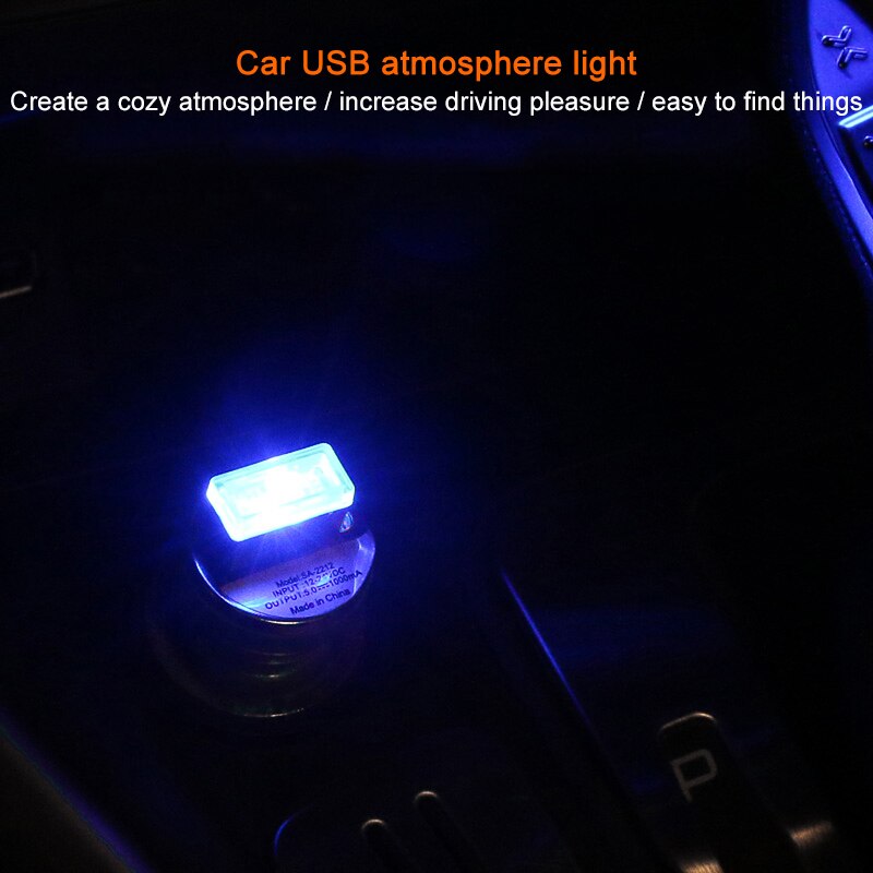 1pc bil usb førte atmosfære lys dekorativ lampe nødbelysning universal pc bærbar plug and play