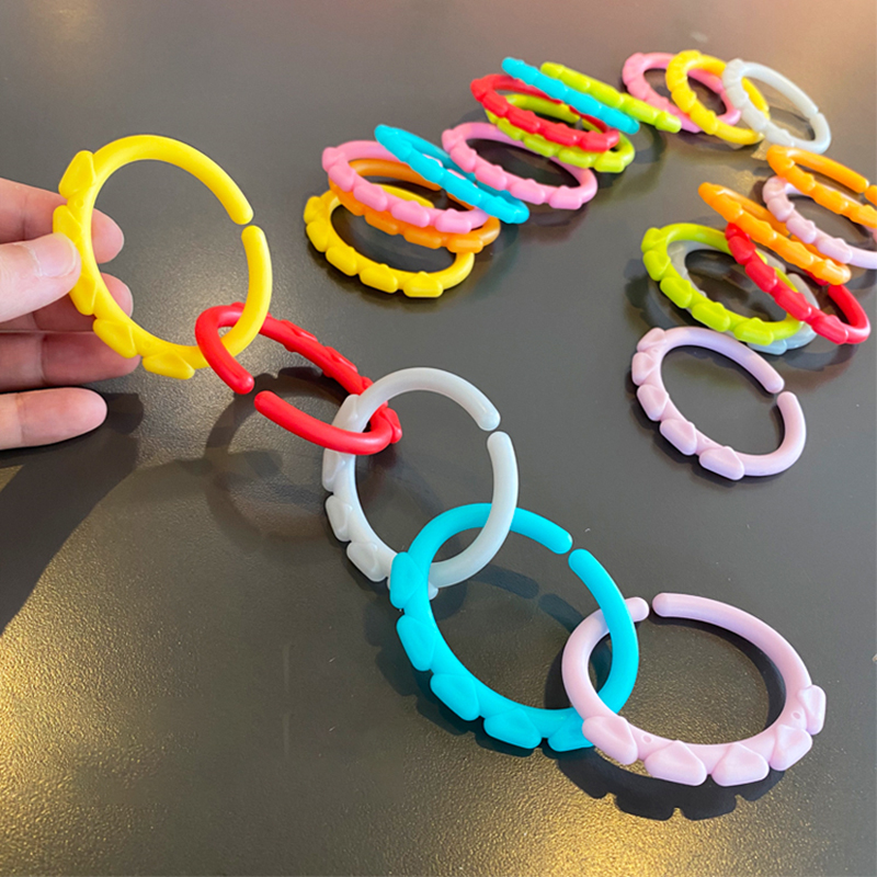 6/18/24Pcs BPA Free Grip Baby Teether Rattle Rainbow Ring Molars Rattle Safety Toy for Children Crib Bed Stroller Hanging