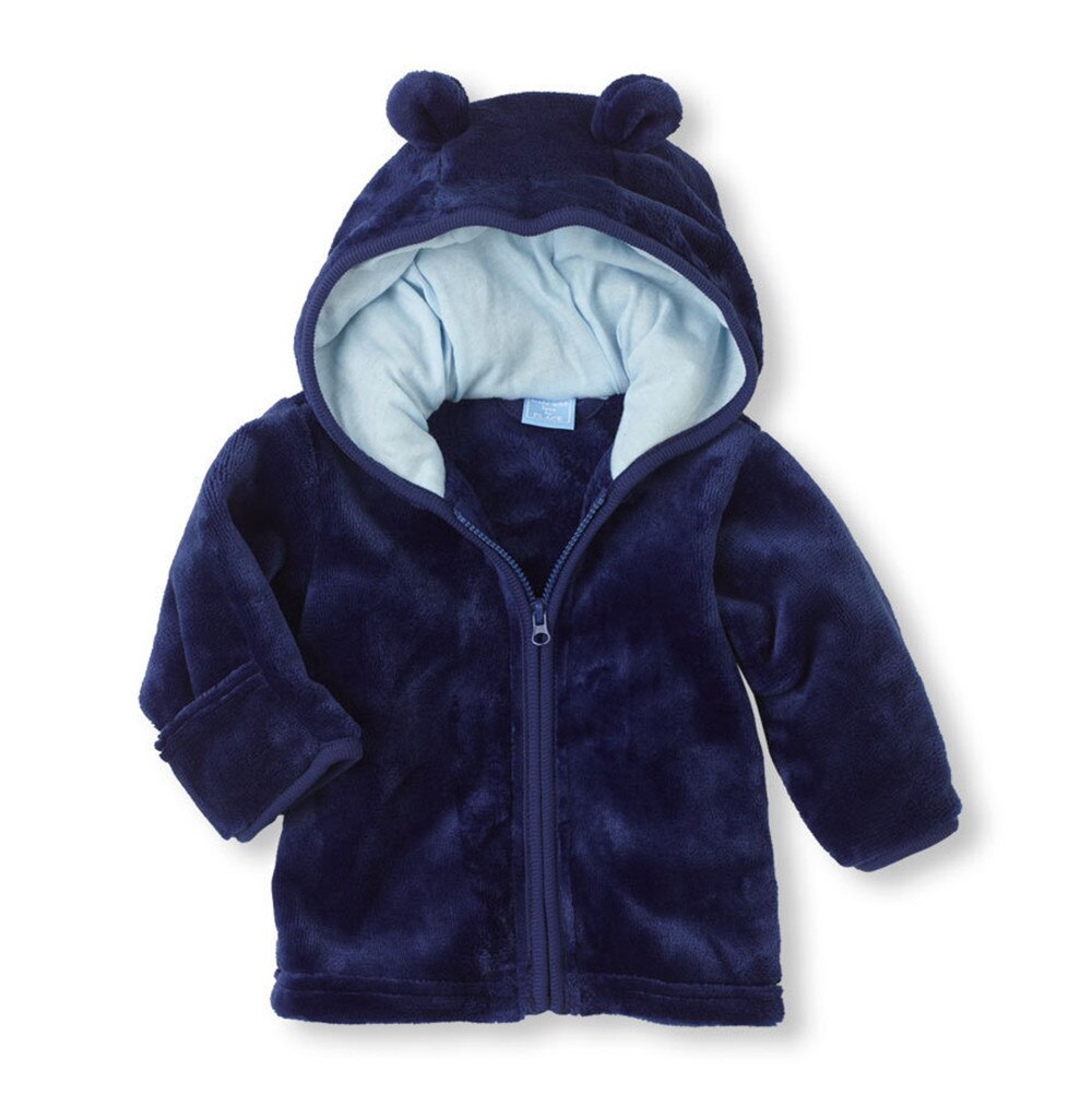 Baby Herbst Winter Ohren Mit Kapuze Jacke für Neugeborene Baby Warme Mäntel Oberbekleidung freundlicher Jungen Mädchen Kleidung Kleidung Jacken 3-24M: dunkel Blau / 12-24M