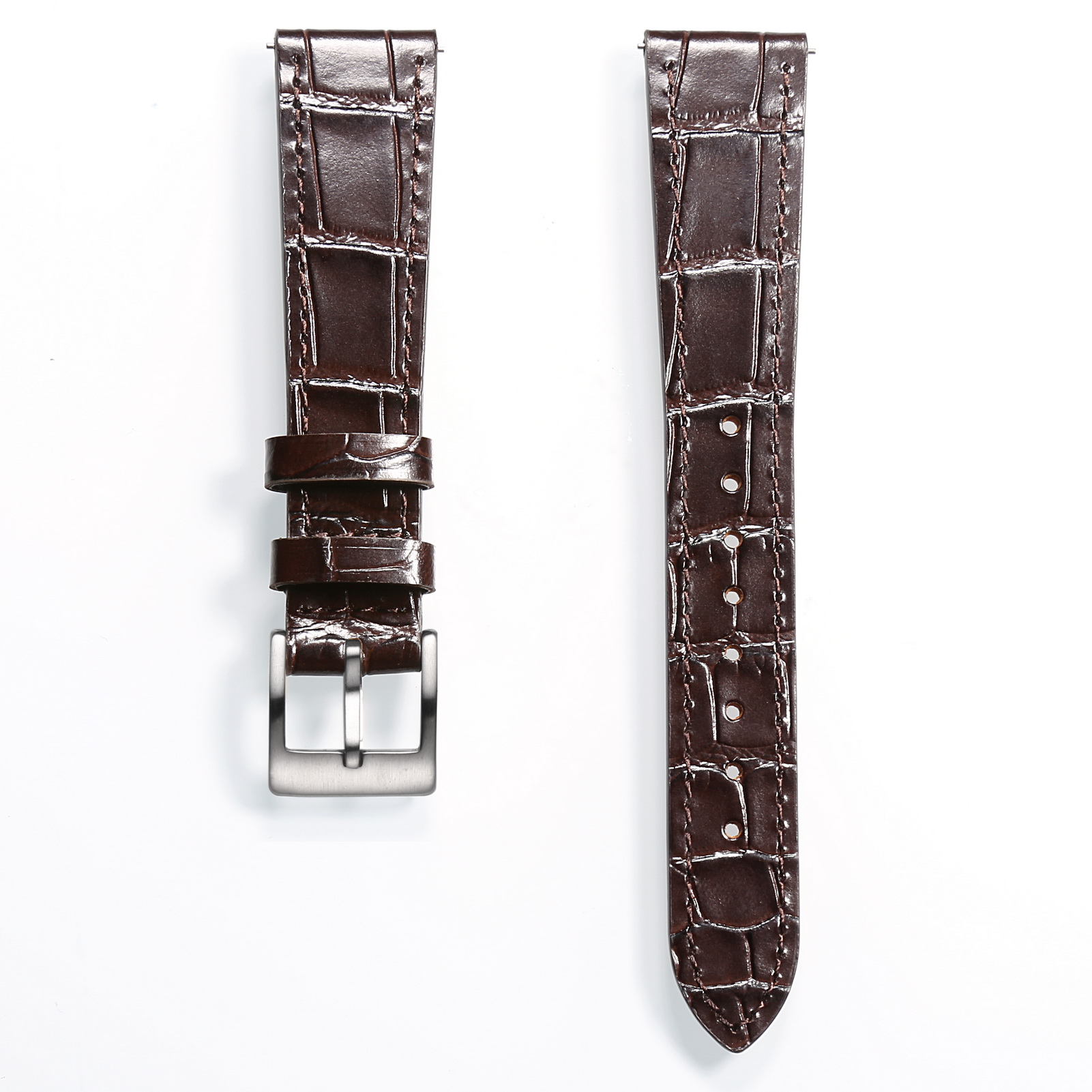 Leahter Horloge Bands Black Quick Release Alligator Reliëf Vervangen Horloges Strap 18Mm 19Mm 20Mm 21mm 22Mm: Bruin / 18mm