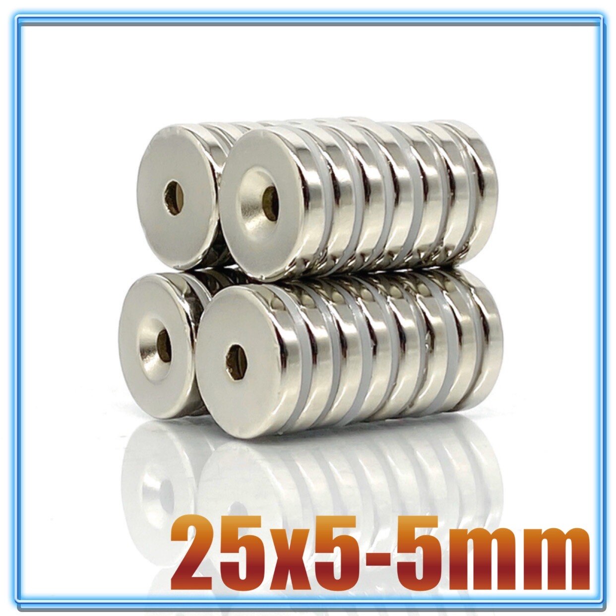 Aimants puissants permanents en néodyme, lot de 2 à 100 aimants puissants, 25x5mm, trou de 5mm