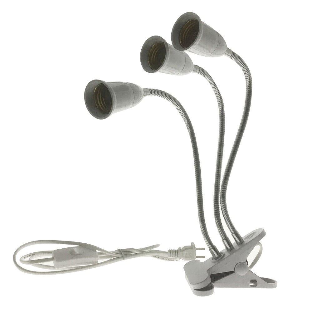 E27 Socket 1/2/3/5 Hoofd Flexibele Licht Clip Met Aan/Uit Schakelaar Lamp Houder Voor Bureau licht Led Plant Grow Lampen Base Eu Plug