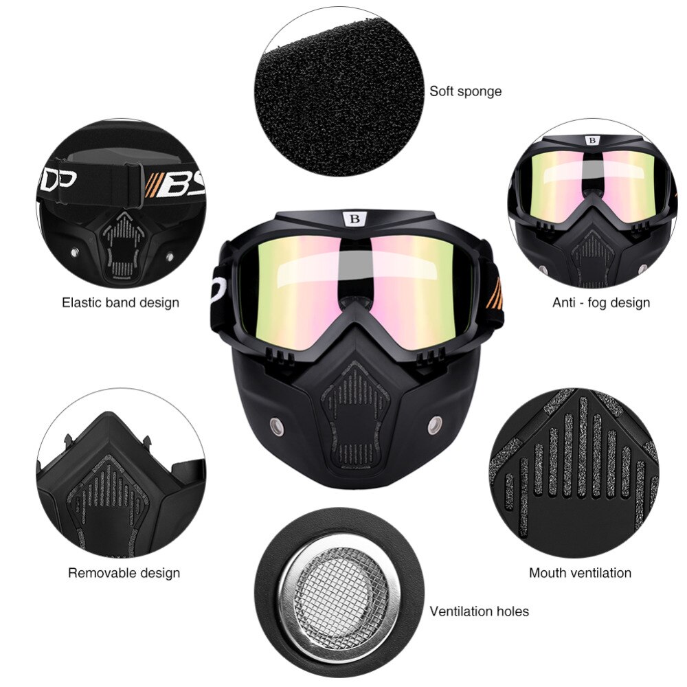 Masque de casque ouvert pour moto et Motocross, lunettes Anti-brouillard détachables, anti-éblouissement, coupe-vent pour de nombreux types de casques