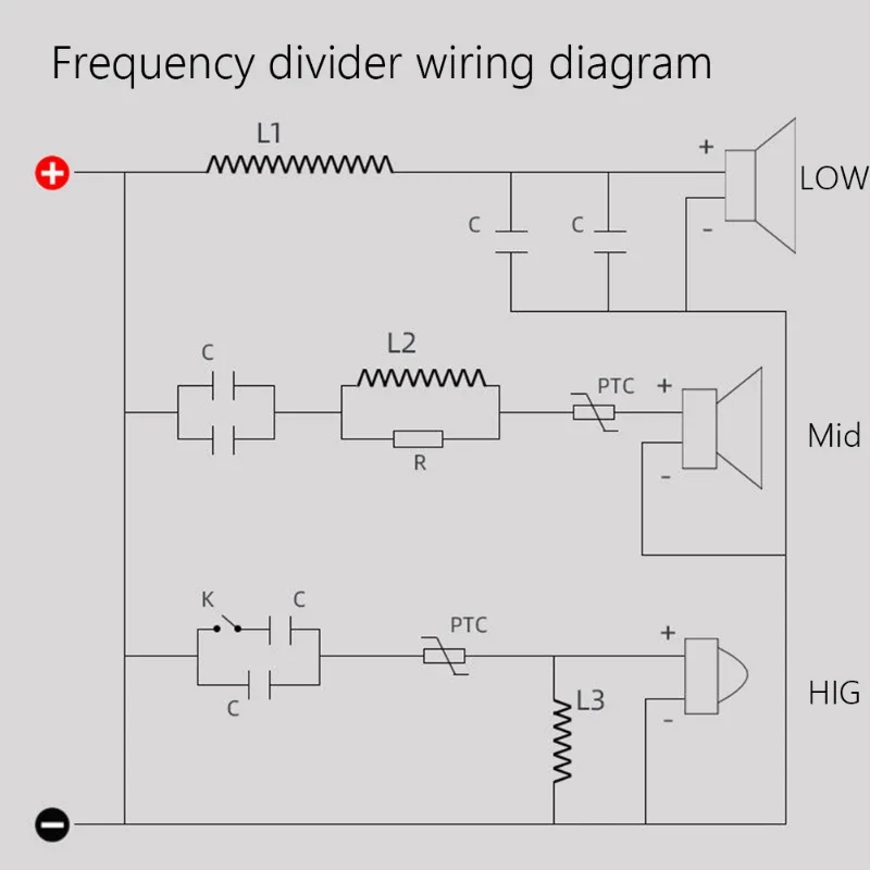 3-- vejs 250w frekvensdeler gør-det- 850hz/5200hz højttalerfilterkredsløb diskant mellembas hifi stereo lyd delefilterfiltre
