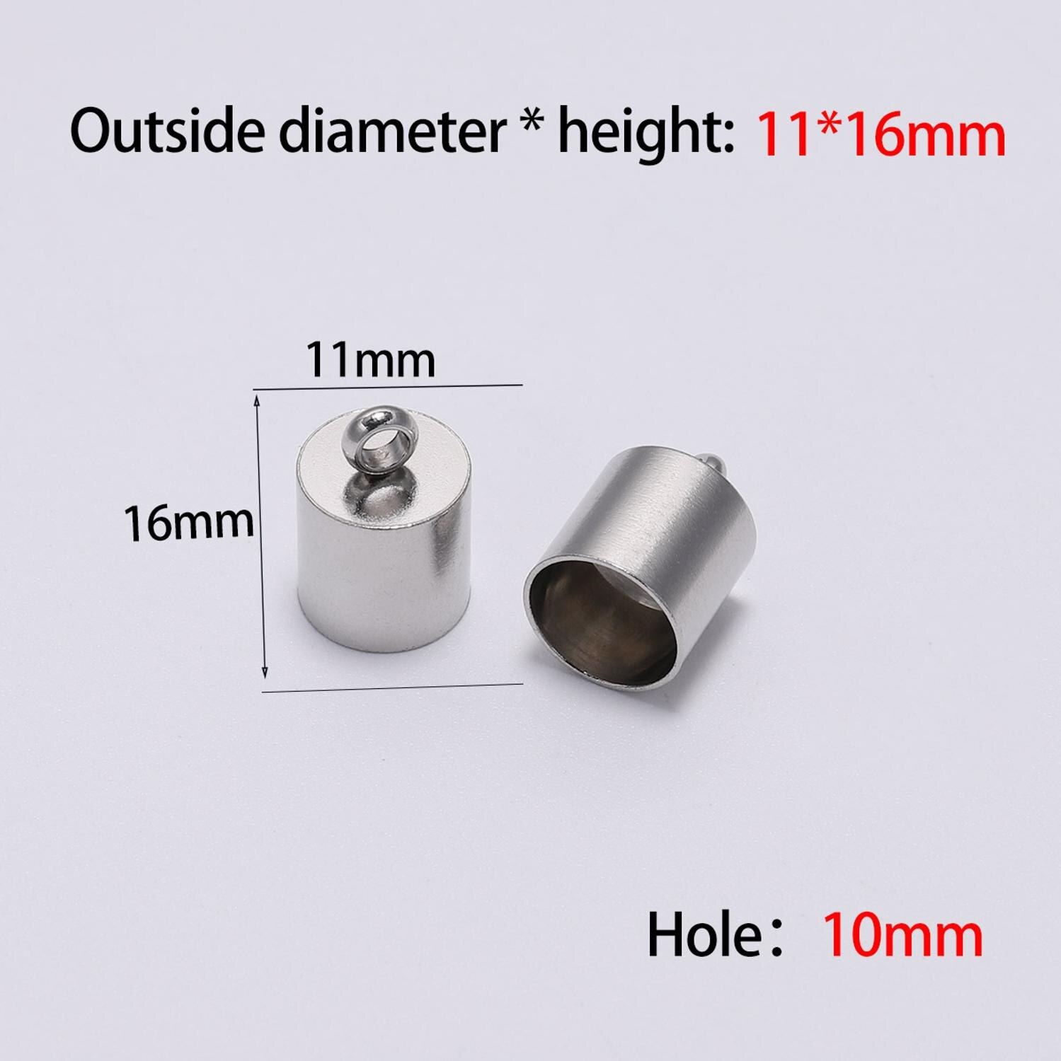 10 stk/parti rustfrit stål endehætte passer 2 3 4 5 6 7 8 10mm kvast lædersnor ende krympehætter til smykkefremstilling gør-det-selv-armbånd: 10mm