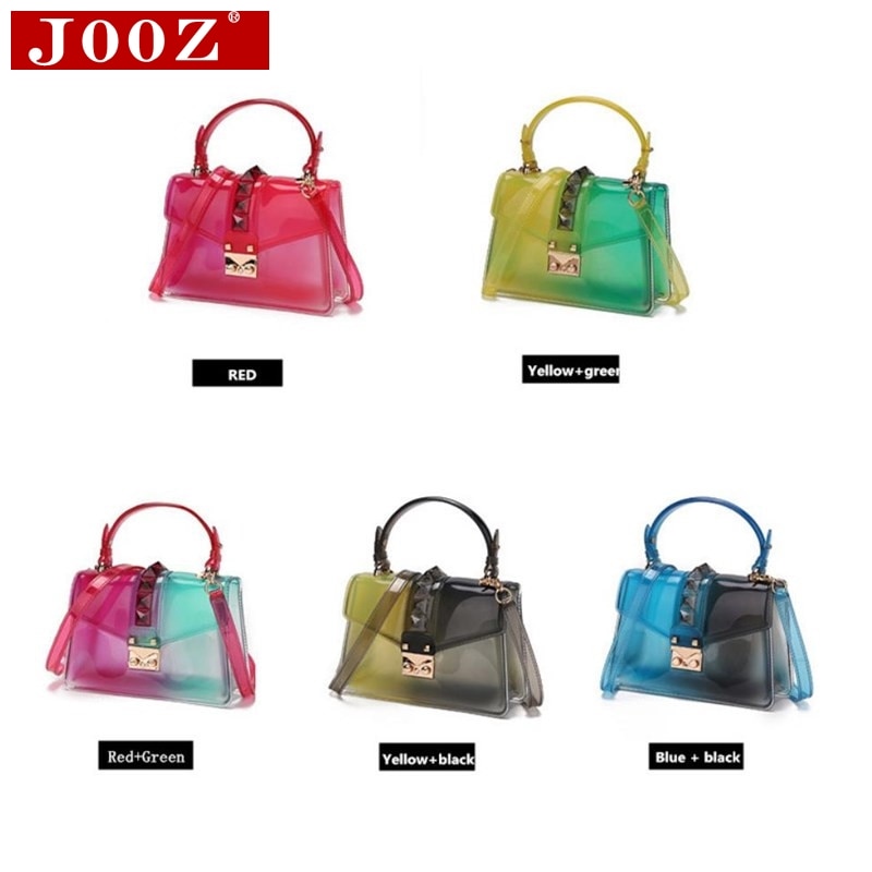 Clear Transparent saddle Bag Women rivet Jelly Bags Purse Panelled Color women Handbags sac a main femme Shoulder Bag