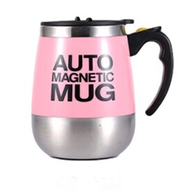 Automatisk selvrørende magnetisk krus 304 rustfrit stål kaffemælk blandekop blender smart mixer termisk kop: Lyserød