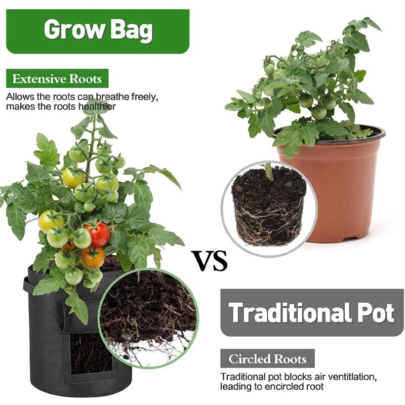 Potato Grow Bags 3Packs Plant Grow Bags with Window Flap Breathable Planting and Two Handles Thickened