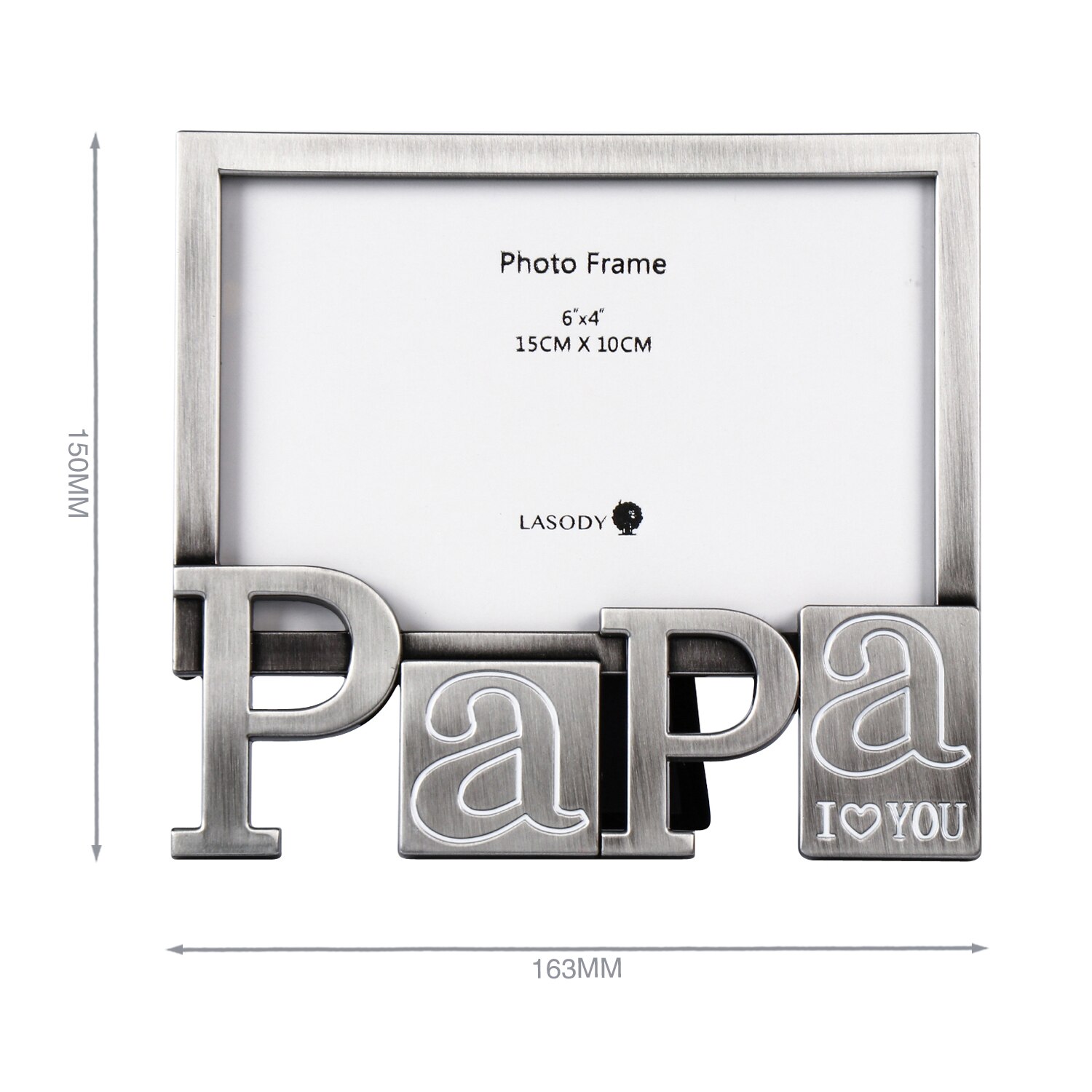 Lasody Moeder Fotolijst Home Decoratie Creatieve Legering Ambachten Zilveren Souvenir Vaderdag: PaPa