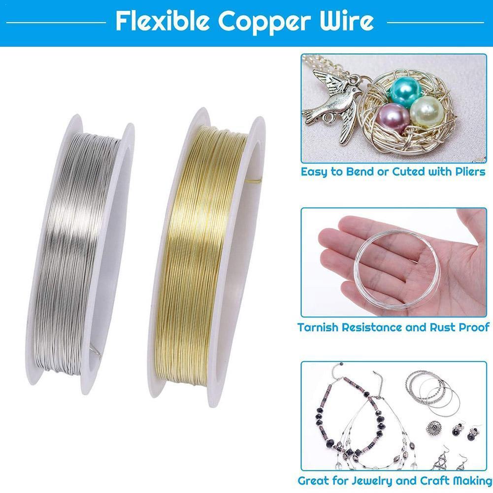 2 pièces/ensemble Or Argent Cuivre Fil Pour Bracelet Collier Bijoux Perles Pour Artisanat Cordon Coloré De Fil De Corde BRICOLAGE I6M4