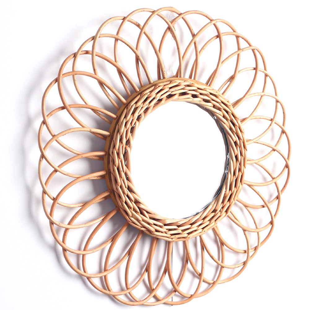 Styl skandynawski domu Rattan plecione sztuki salon makijaż lustro ozdobne ściany wiszące sypialnia łazienka zdjęcie rekwizytu: A