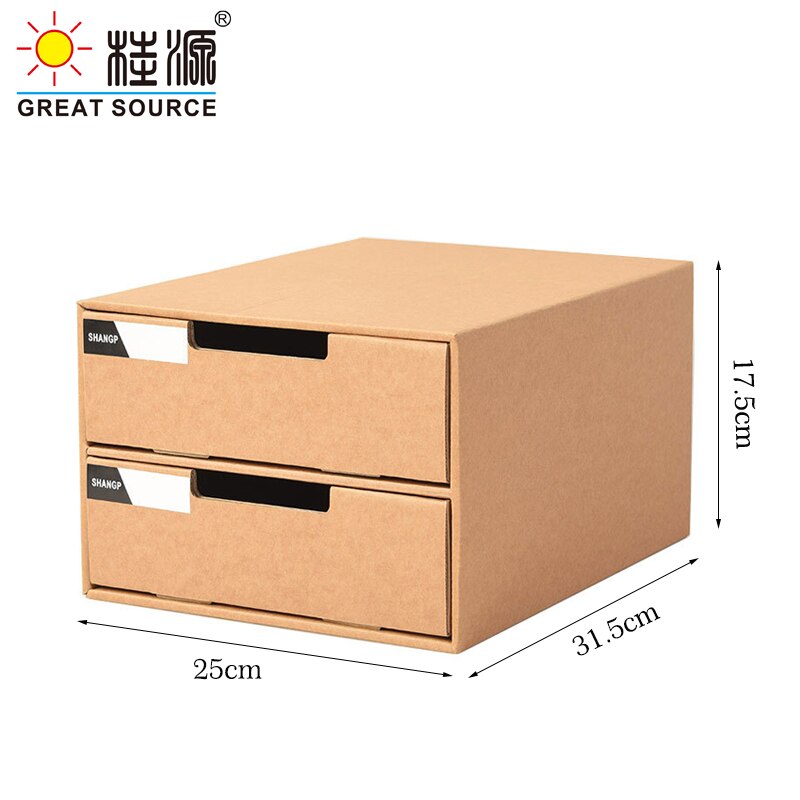 2 Layers Storage Composable Cabinet Office 2 Drawers Corrugate Foldable Home Storage Kraft Paper Environment Friendly(2PCS)