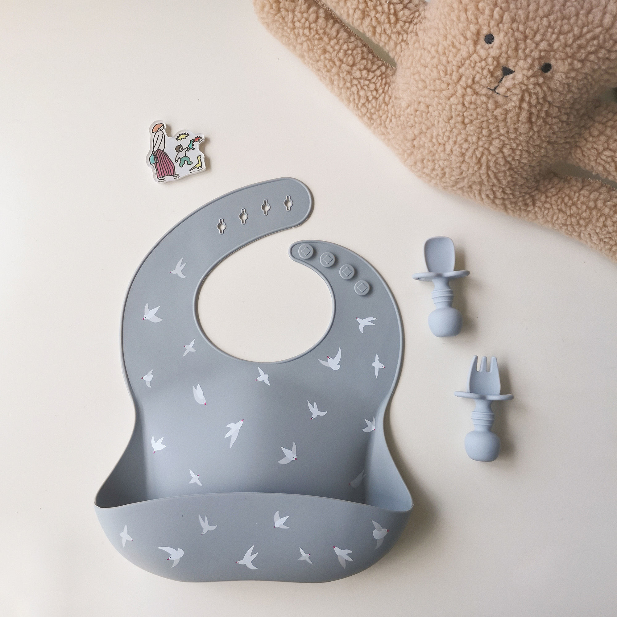 Ins estilo nórdico babadores de silicone do bebê padrão floral antifouling infantil impermeável bib dinnerware bib alimentação roupas avental luz: bird