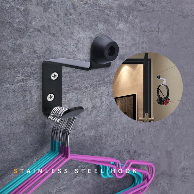 304 stainless steel storage hooks with door stopper Doorknob rubber bumper Damper wall protector Toilet bathroom Door Hardware