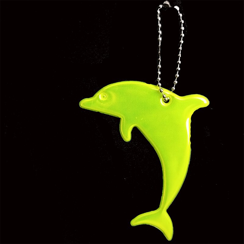 Dolfijn Zachte Pvc Reflecterende Sleutelhangers Auto Sleutelhangers Hanger Charm Bag Accessoires Voor Verkeersveiligheid Gebruik: Fluorescent yellow