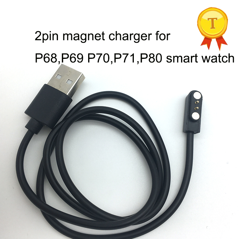 2pin Usb Magnetic Charger Oplaadkabel Voor P69 P80 P70 P71 P68 Smart Watch Smart Armband Horloge Laders