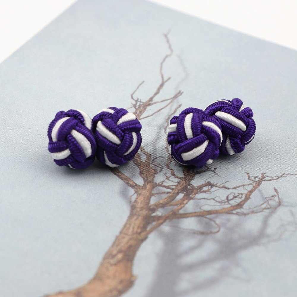 Novità nodi di Seta CufflinksMixed Tre Colori FAI DA TE Intrecciato Handmade Elastico Corda Doppia Sfera Gemelli Per Gli Uomini Regalo NO.1-20: 3