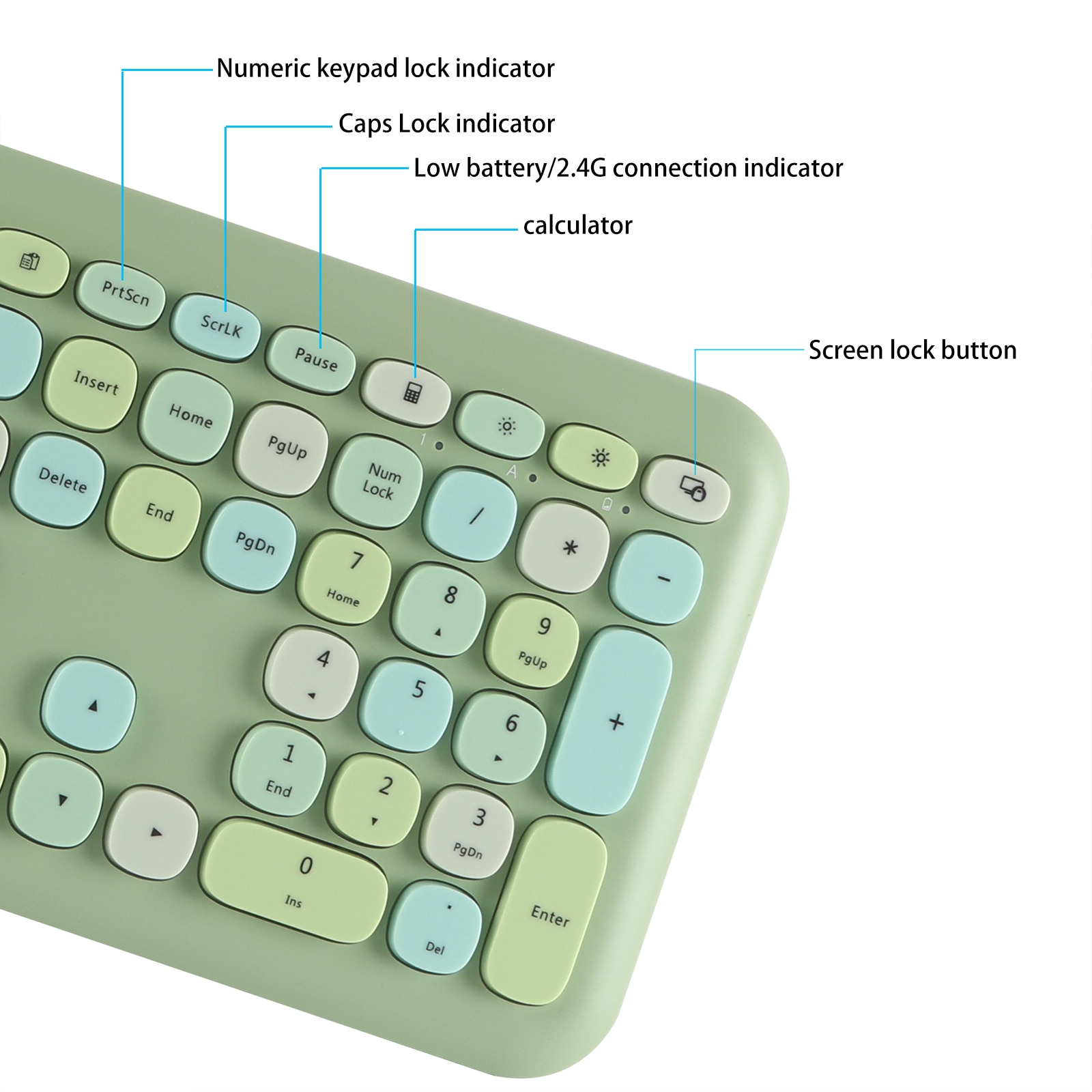 Wireless 2.4G Keyboard Mouse Combos Optical Mouse 110 Keys Portable Keypad Green Ergonomic Keyboard And Mouse For Laptop PC