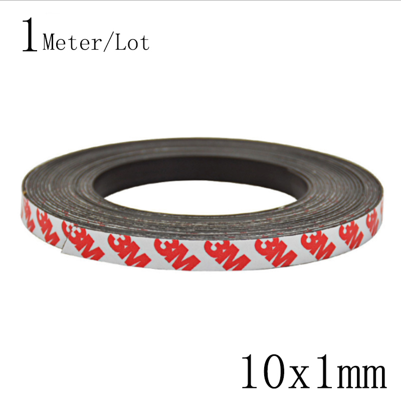 1 måler/parti 10*1 10*1.5 10*2mm selvklebende fleksibel myk magnetstrimmel gummimagnettape sterk fleksibel magnetstripe: 10 x 1( mm)