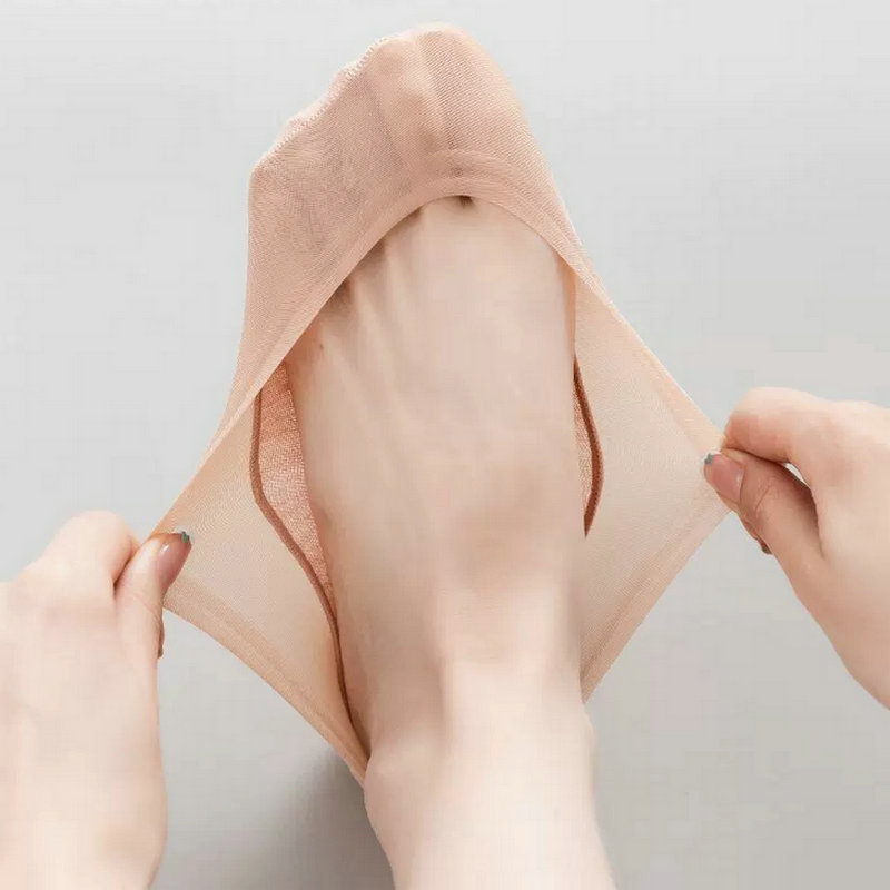 5 Pairs Invisible Boat Socks Women Summer No Trace Silicone Non-Slip Socks for High Heels Shoes Ice Silk Thin Slippers Sock