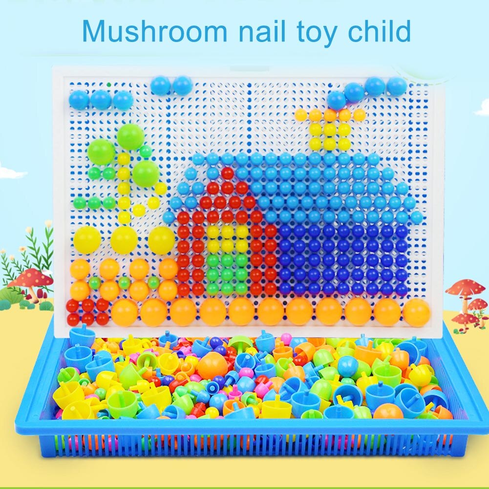 Høj mosaik pegboard børn pædagogisk legetøj 296 stk champignon negle puslespil læring legetøj  lg66