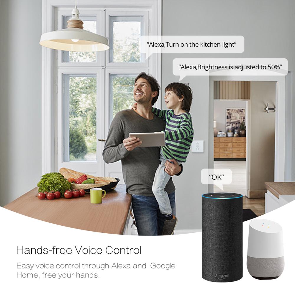 Led lysdæmper switch tuya smart life app wifi smart væg lys touch switch dæmpning 220v 110v kompatibel alexa google home eu / us
