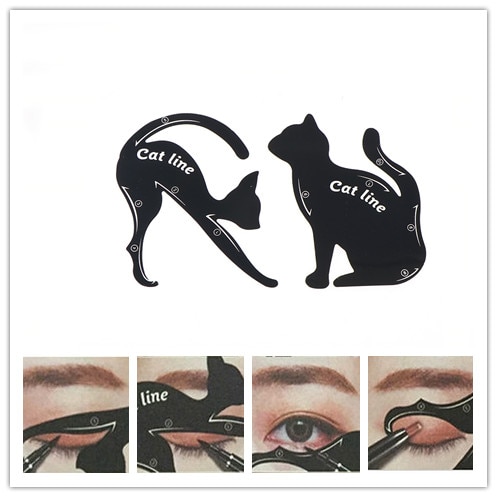 1 sæt kvinder cat line eyeliner stencils diy pro eye template shaper model let at makeup værktøj