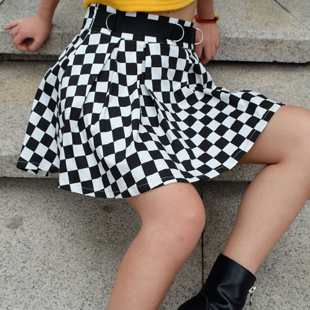 Falda escocesa plisada de cintura alta para mujer, minifalda informal coreana Harajuku, para baile, Club, prendas de vestir, línea A