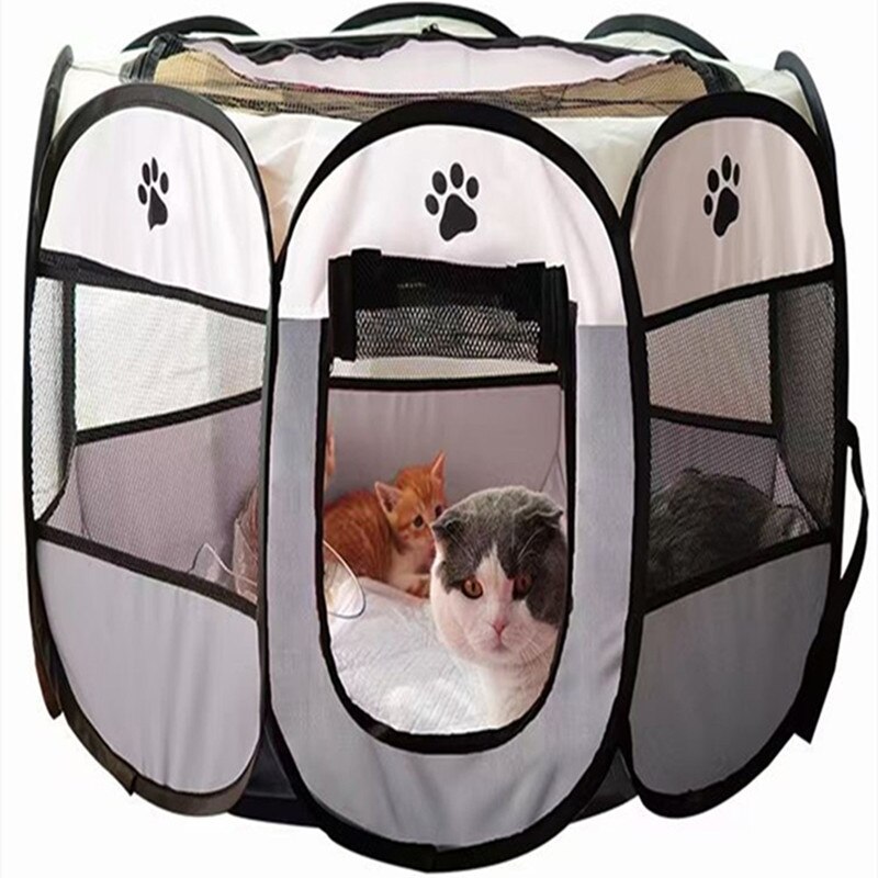 Perreras portátiles para perros y gatos, tienda de campaña plegable para interiores, jaula octagonal, nido para nacimiento, conejo y gatito