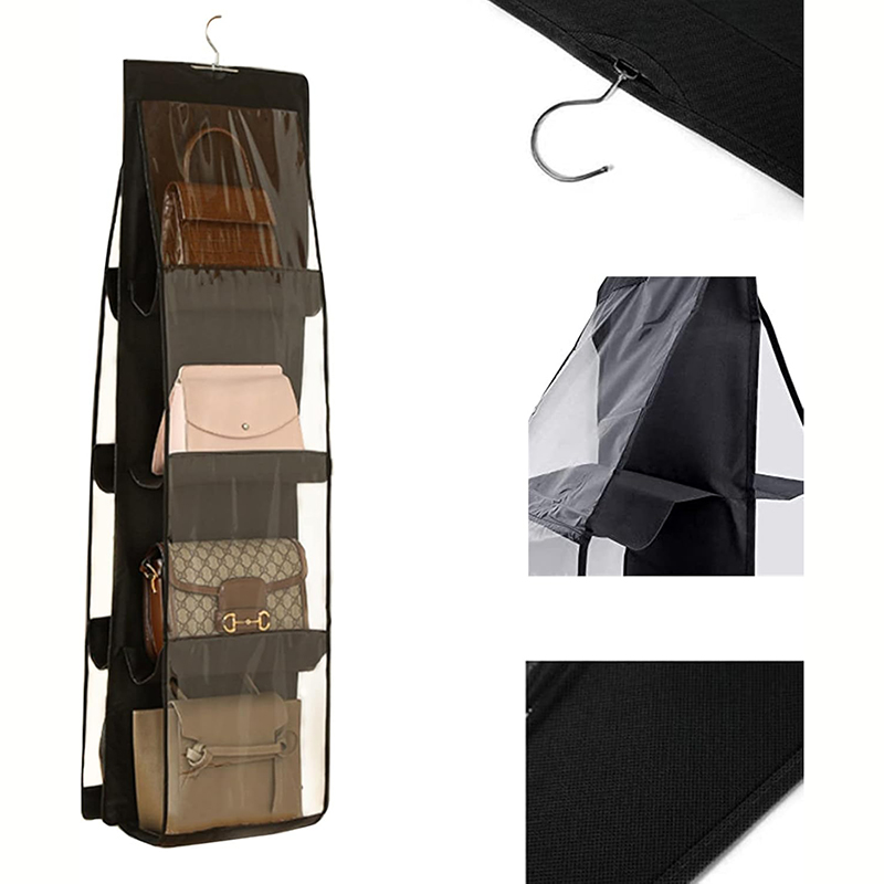 Support de rangement pour sac à main, organisateur peu encombrant, étagère transparente, collection de sacs, armoire, Cisco, confronse, 8 poches