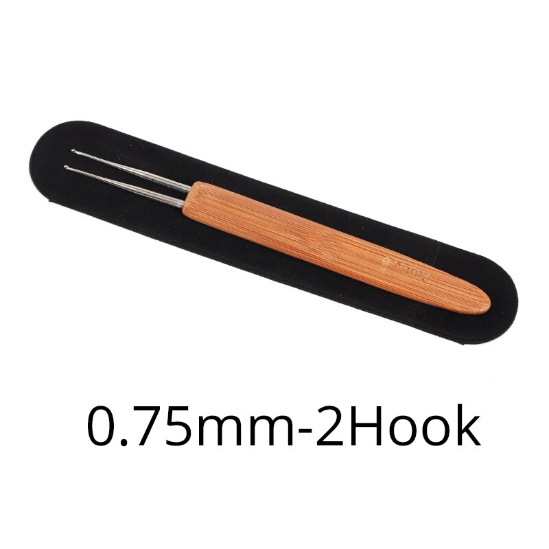 Juego de ganchos de ganchillo para extensiones de cabello, agujas de tejer con mango de bambú para Dreadlocks, herramienta de rastas de pelo, 0,5/0,75 Mm: 0.75mm 2 hook 3pcs