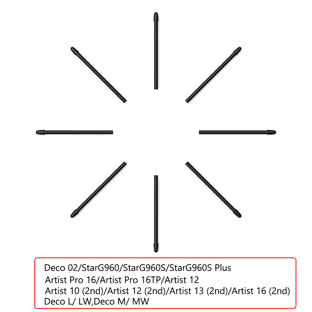 Xp-Pen P06 PH2 PH3 Pen Stylus Vervanging Penpunten 50 Stuks (Zwart) Voor DEO02, Artist12, starG960/960S/960S Plus