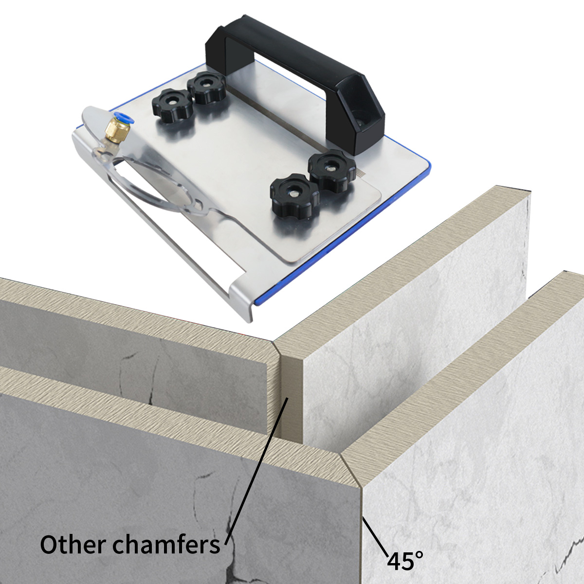 Soporte de amoladora angular para corte de chaflán de 45 grados de baldosas 45 ° Herramienta de biselado de azulejos en ángulo para cortar piedra cerámica de azulejos