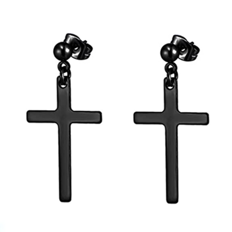 1 Pair Black Stud Earrings Mens Earrings Stainless Steel Black Earrings for Men Women Jewelry Piercing Hoop Earrings Set: Style 16