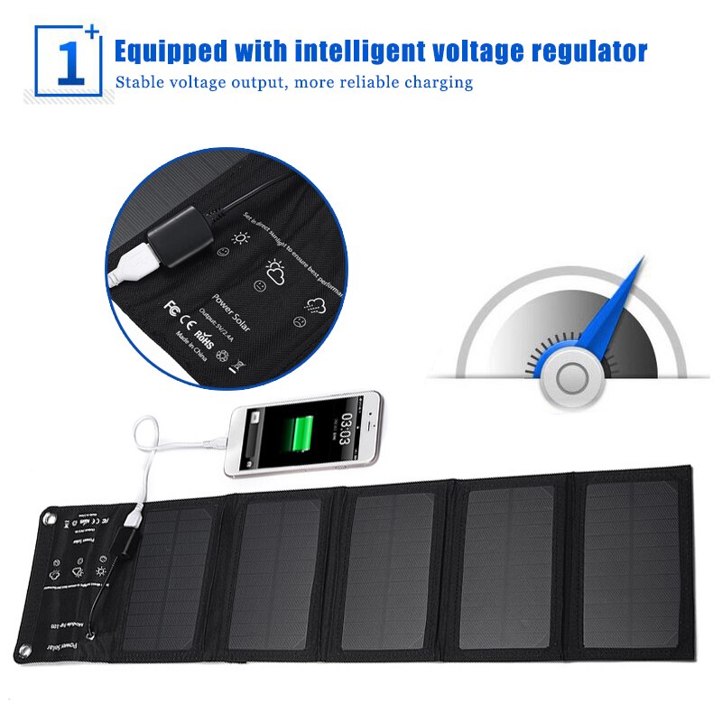 16W/20W 5V Folding Solar Panel USB Output Foldable Solar Power Cells Charger Portable Solar Panel For Cell Phone Camping Outdoor