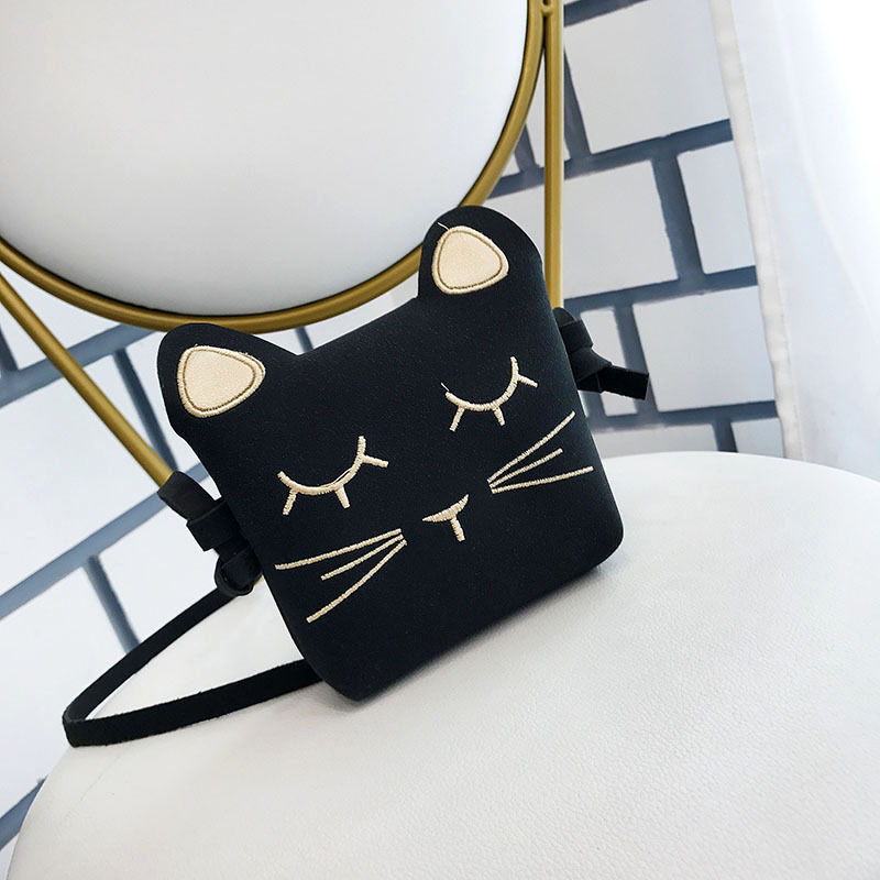 Cute PU Leather Kids Coin Purse Rabbit Bowknot Mini Messenger Bag Handbag Children Crossbody Bag for Girl Shoulder Bags: Black