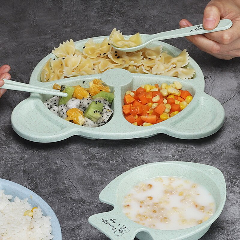 Cute Cartoon Baby Feeding Tableware Children Training Bowl With Spoon Fork Chopsticks Infant Kids Feeding Dinnerware MBG0531