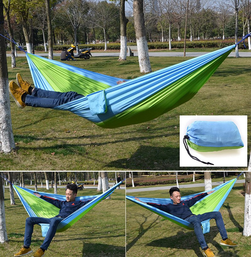 Camp Bed Hangmat Draagbare Lichtgewicht Parachute Hangmat Air Bed Voor Backpacken Reizen Strand Achtertuin Patio Wandelen Opknoping Bed: Blue Green