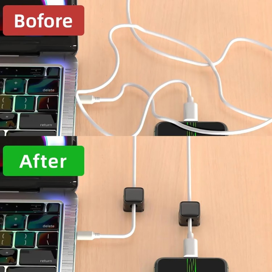 XIKCU 6 Stück Kabel-Organizer, magnetische Steckerbox, Silikon-Kabelaufwicklung, flexible Kabelmanagement-Clips für Maus, Kopfhörer