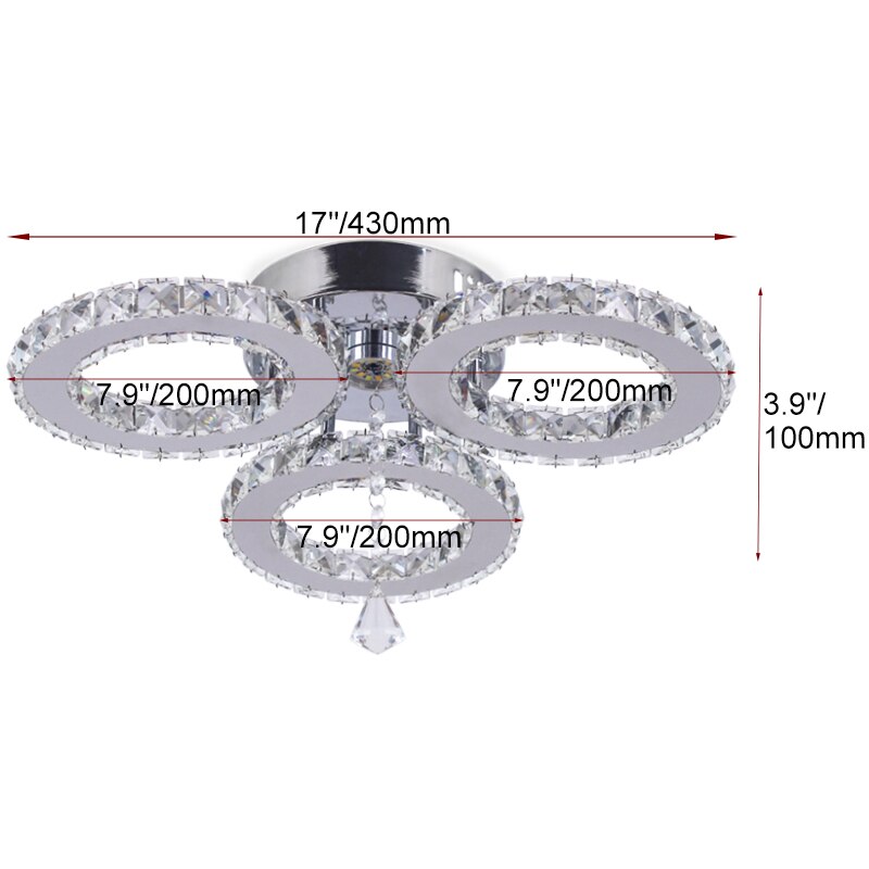 3/5 Ringen Moderne Kristallen Kroonluchter 30W Led Plafond Ronde Kroonluchter Binnenverlichting Home Voor Woonkamer Slaapkamer plafon Glans